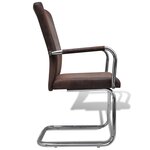 vidaXL Chaises à manger cantilever lot de 2 marron tissu cuir