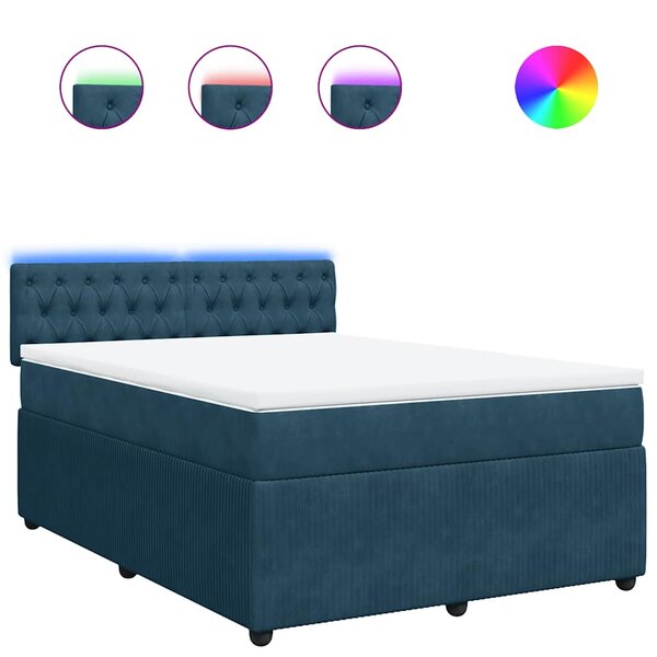 vidaXL Sommier à lattes de lit et matelas bleu 160x200 cm velours