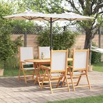 vidaXL Ensemble repas de jardin 5 pièces blanc crème en bois d'acacia