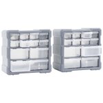 vidaXL Organisateurs multi-tiroirs avec 12 tiroirs 2 Pièces 26 5x16x26 cm