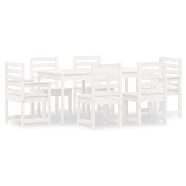 vidaXL Ensemble à manger de jardin 7 Pièces blanc bois massif de pin