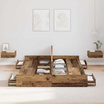 vidaXL Cadre de lit avec rangement Bois Ancien 140 x 190 cm