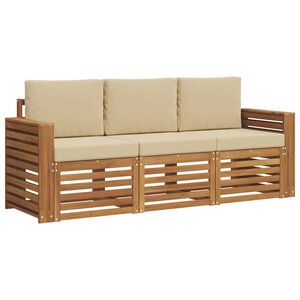 vidaXL Ensembles de canapés 3 pc Naturel et Beige Bois d'Acacia Massif