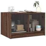 vidaXL Table basse avec portes en verre chêne marron 68x50x42 cm