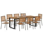 vidaXL Ensemble de salle à manger pour jardin 9 Pièces Gris