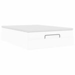 VidaXL Cadre de lit ottoman avec matelas blanc 140x190 cm similicuir