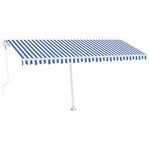vidaXL Auvent automatique capteur de vent LED 500x350 cm Bleu et blanc