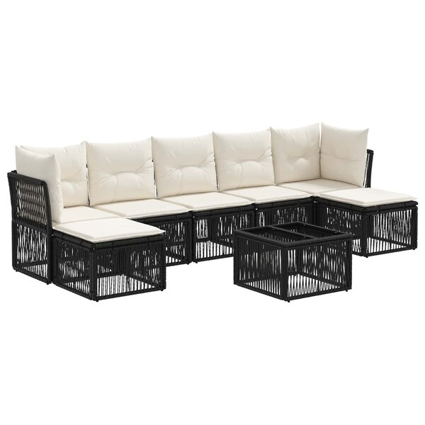 vidaXL Ensemble de canapé de jardin 8 Pièces Noir polyrotin