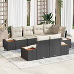 vidaXL Ensemble de canapé de jardin avec coussin 7 Pièces Noir et crème