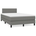 vidaXL Sommier à lattes de lit matelas LED gris foncé 120x190 cm tissu