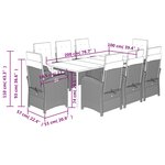vidaXL Ensemble à manger de jardin et coussins 9 Pièces marron poly rotin