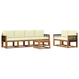 vidaXL Ensemble de canapés d'extérieur 6 pc Naturel et Crème