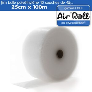 1 rouleau de film bulle d'air largeur 25cm x longueur 100m - gamme air'roll coex