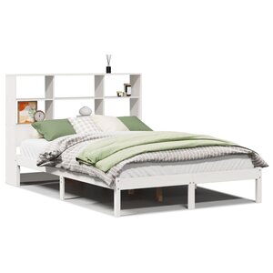 vidaXL Lit bibliothèque sans matelas blanc 160x200 cm bois pin massif