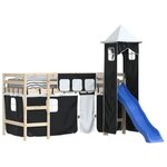 vidaXL Rideaux pour lit mezzanine avec tour blanc et noir polyester