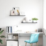 vidaXL Étagères murales flottantes 2 Pièces gris 80x23 5x3 8 cm MDF