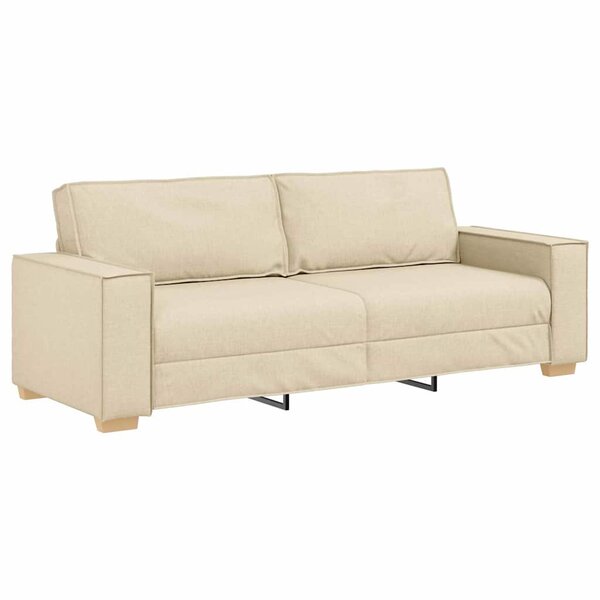 vidaXL Sofa 3 places avec coussin Crème 220 x 78 x 84 cm tissu
