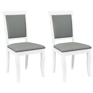 vidaXL Chaises à manger coussins 2 Pièces blanc bois massif caoutchouc