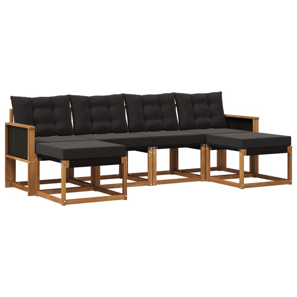 vidaXL Ensemble de canapés d'extérieur 6 pc Naturel et noir