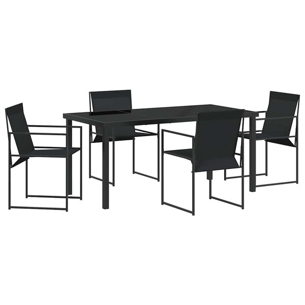 vidaXL Ensemble de salle à manger pour jardin 5 Pièces Noir