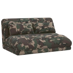 vidaXL Fauteuil de sol ajustable Vert armée Tissu