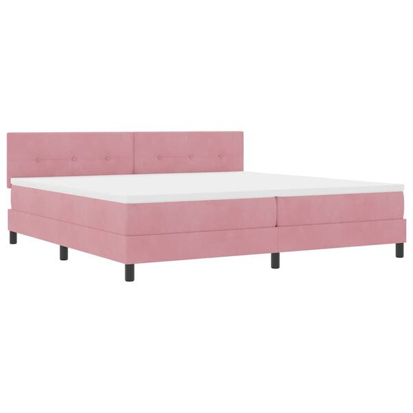 vidaXL Lit à ressort LED avec matelas Rose 200 x 200 cm Velours