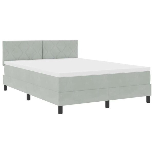 Lit à ressort vidaXL avec matelas Gris clair 160x200 cm Velours