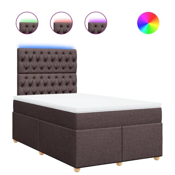 vidaXL Sommier à lattes de lit et matelas marron foncé 120x190cm tissu