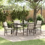 vidaXL Ensemble de salle à manger de jardin de 5 pièces avec coussins Marron Poly Rotin
