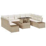 vidaXL Ensemble de canapé de jardin 10 Pièces Beige Poly rotin