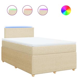 vidaXL Sommier à lattes de lit avec matelas Crème 120x200 cm Tissu