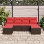 vidaXL Ensemble de canapé de jardin 6 Pièces Marron Poly rotin