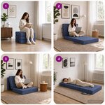 vidaXL Canapé-lit pliable 75 x 63 x 45 cm Bleu