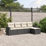 vidaXL Salon de jardin 5 Pièces avec coussins noir résine tressée