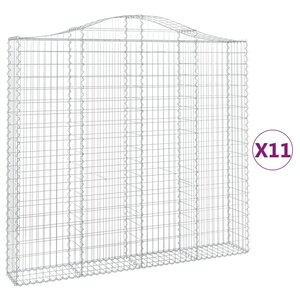vidaXL Paniers à gabions arqués 11 Pièces 200x30x180/200 cm Fer galvanisé
