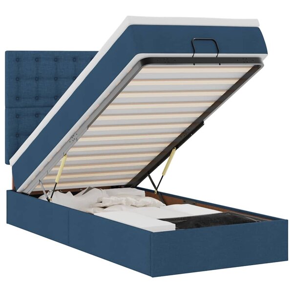 vidaXL Lit ottoman avec matelas et LED Bleu 100x200 cm Tissu