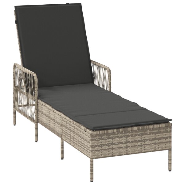 vidaXL Chaise Longue Gris Clair Rotin PE 157 x 55 x 92 cm Pliable