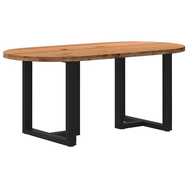 vidaXL Table à manger marron clair bois de chêne massif ovale