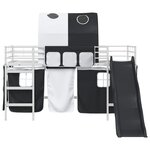 vidaXL Lit mezzanine pour enfants Blanc et Noir 79 5 x 200 cm Métал
