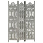 vidaXL Cloison de séparation 3 panneaux Gris 120x165 cm Bois manguier