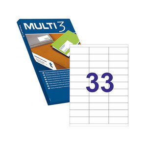 Multi3 Lot de 16 500 étiquettes blanches à bords droits Taille 70 0 x 25 4 mm avec adhésif permanent pour usages multiples