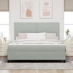 Lit à ressort vidaXL avec matelas Gris clair Super King en velours