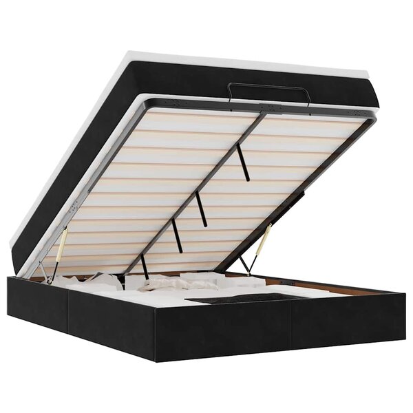 vidaXL Cadre de lit ottoman avec matelas noir 140x190 cm velours