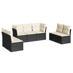 vidaXL Salon de jardin 7 Pièces avec coussins noir résine tressée