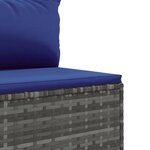 vidaXL Salon de jardin 7 Pièces avec coussins Gris Résine tressée