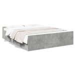 vidaXL Cadre de lit avec tiroirs sans matelas gris béton 160x200 cm