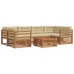 vidaXL Ensemble de canapés d'extérieur 7 pc Naturel et Beige