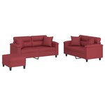vidaXL Ensemble de canapés 3 Pièces et coussins rouge bordeaux similicuir