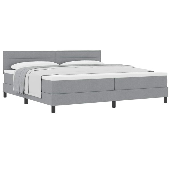 vidaXL Lit à ressorts avec tête de lit Gris clair 200 x 200 cm tissu