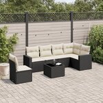 vidaXL Salon de jardin 7 Pièces avec coussins noir résine tressée